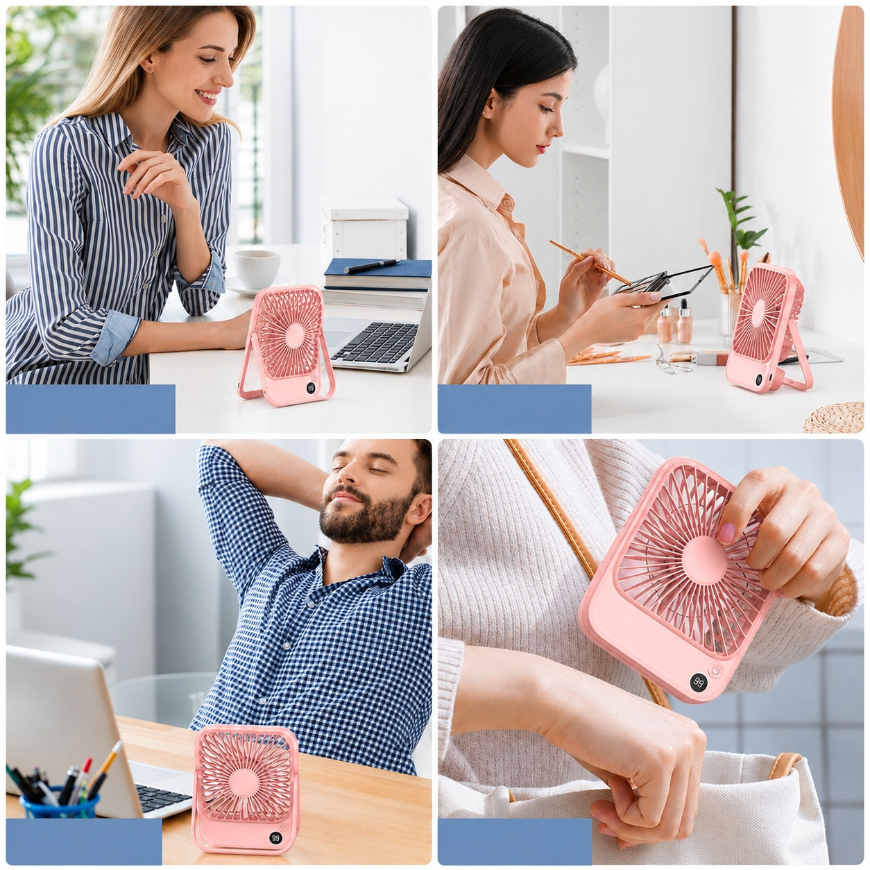 USB Windmill Quiet Mini Desk Fan Cooling 5000mAh TOPK K65 Dominant color pink