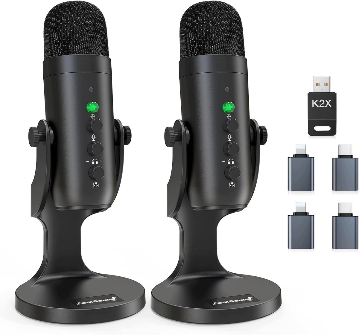 USB Wireless Microphone Set of 2pcs Podcast Streaming PC Phone PS5