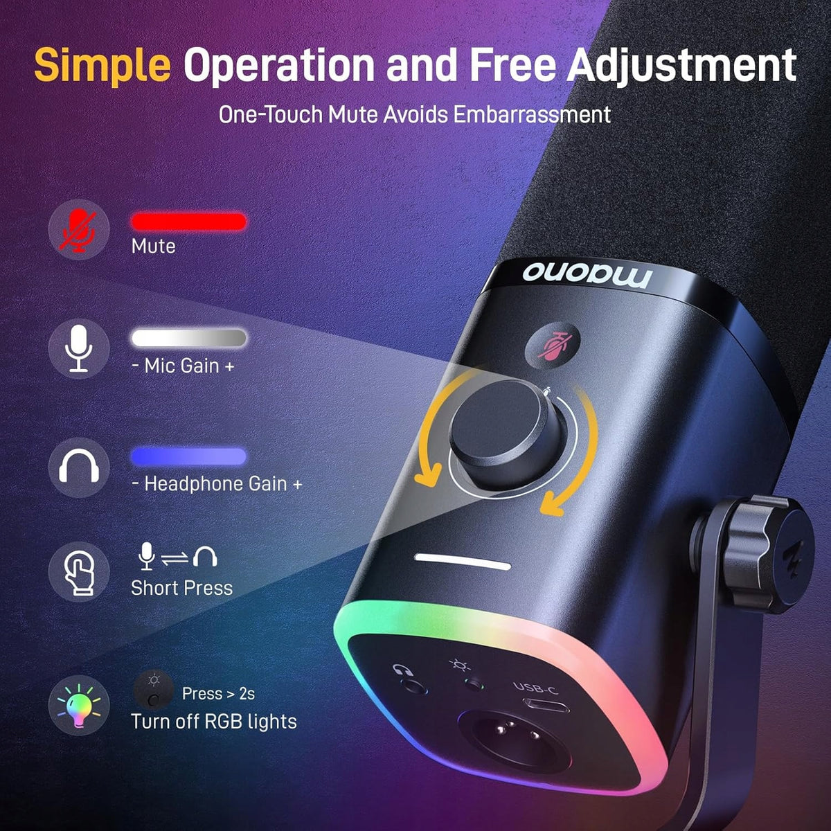 USB XLR RGB DYNAMIC MICROPHONE FOR STREAMING GAMING Manufacturer code 5906104734023