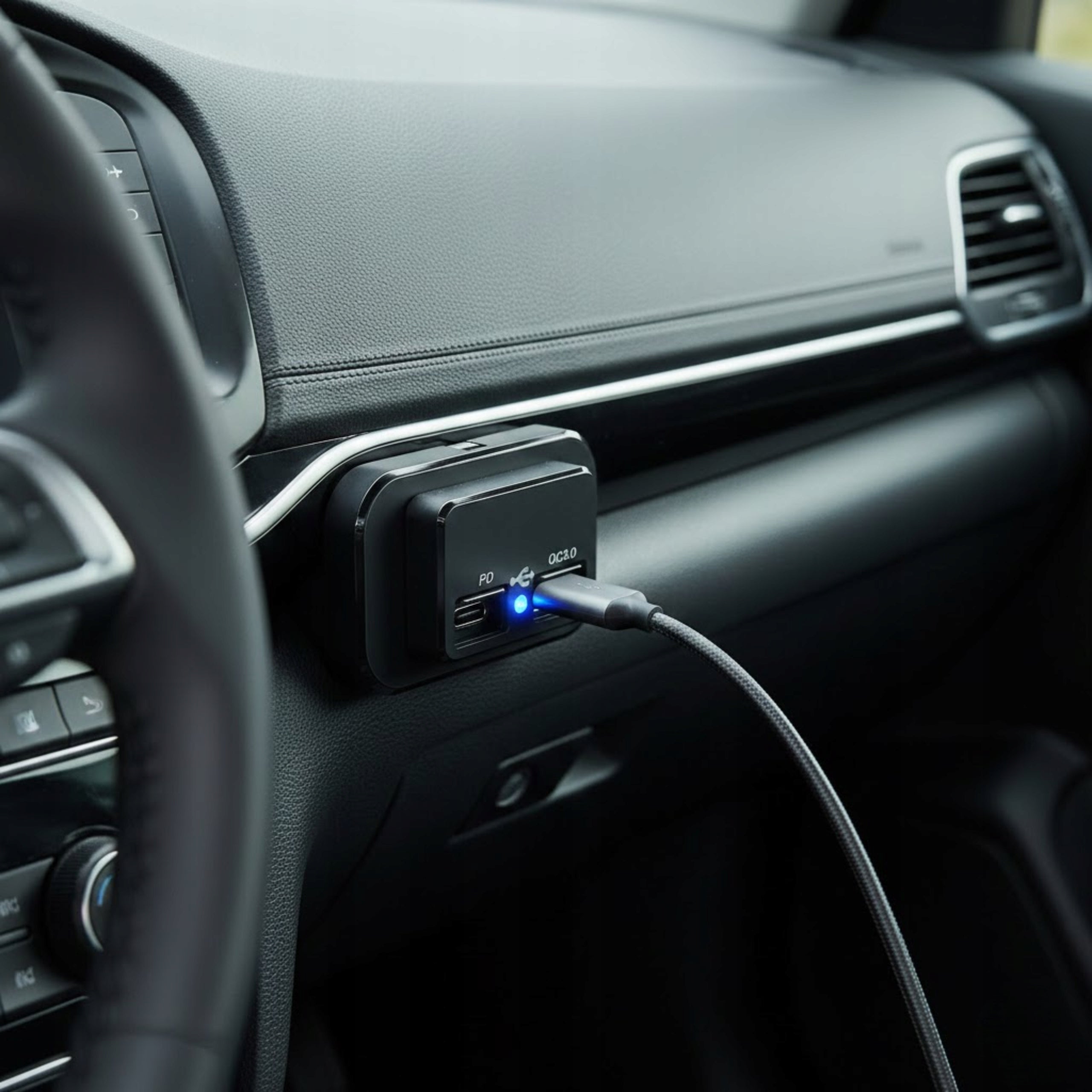 USB and USB-C Car Charger 3A 12 24V QC 3.0 Fast Charging Assembly Manufacturer code 61958