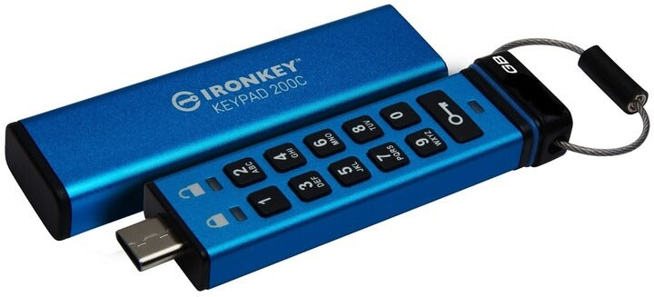 USB flash disk Kingston IronKey Keypad 200C 256 GB USB 3.1 typ C modrý