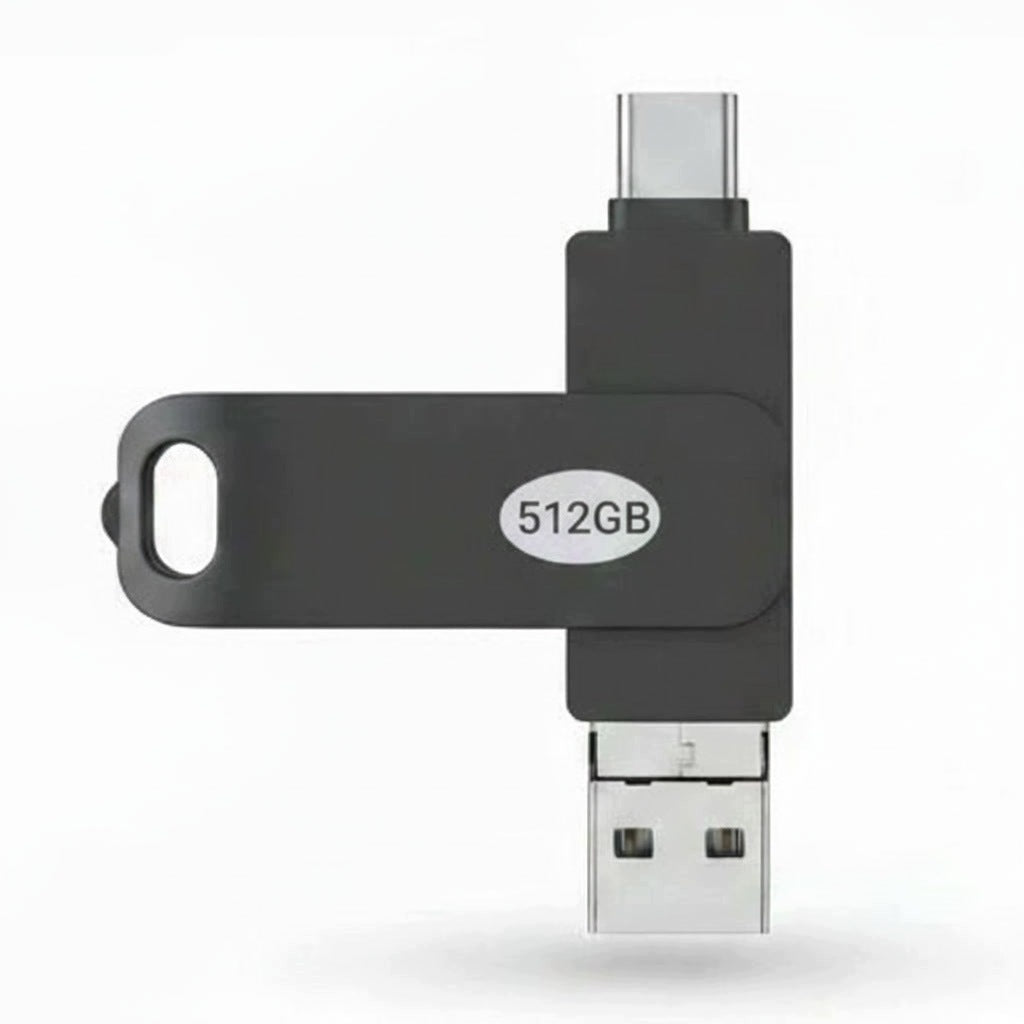USB flash drive 512GB 4w1 3.0, USB stick iOS, Type-C, MicroUSB, OTG
