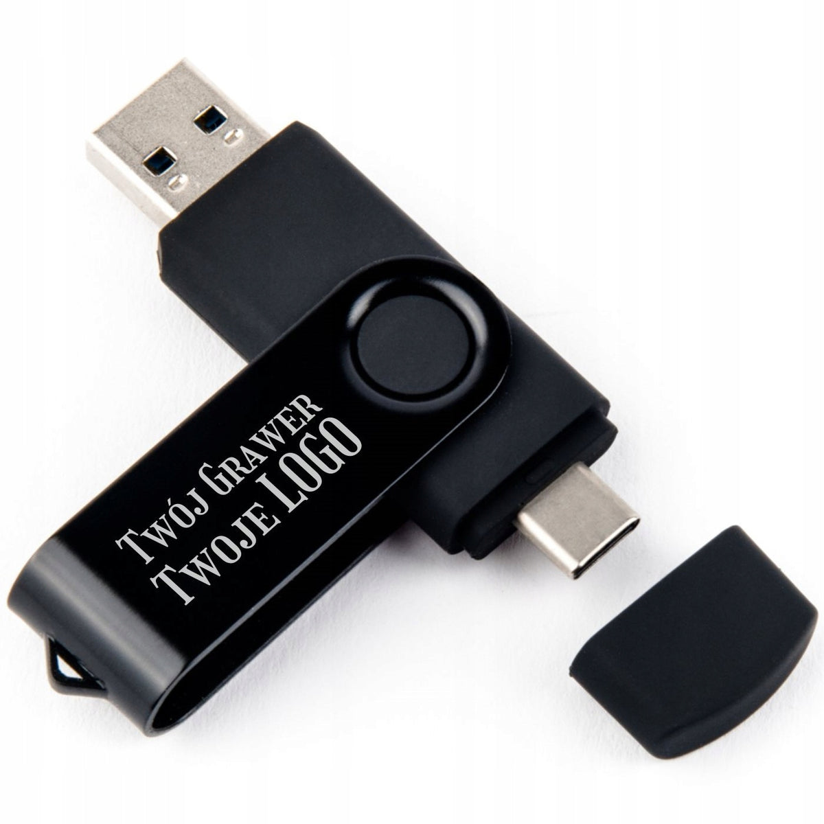 USB flash drive 8 GB 2.0 USB-C TYPE C BLACK + ENGRAVING YOUR LOGO GADGET FOR BUSINESS