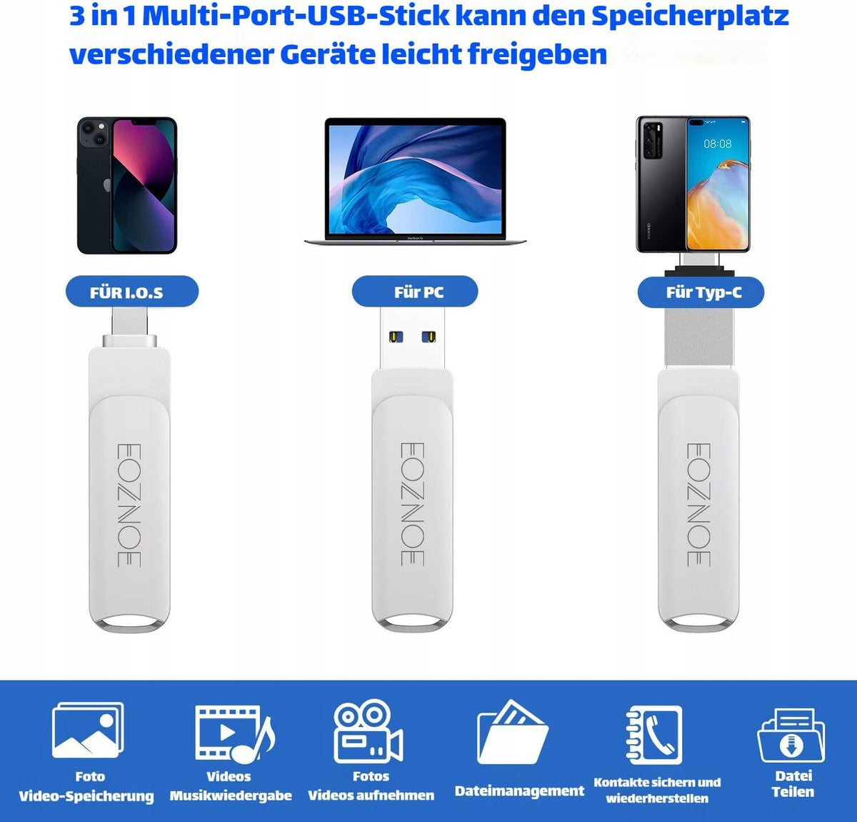 USB flash drive EOZNOE 256GB 256GB USB 3.0 silver Manufacturer code EOZNOE