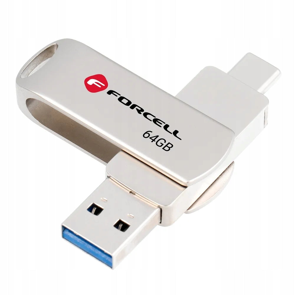 USB flash drive Forcell 3,2 64 GB USB 3.2 silver Manufacturer code Metal Duo
