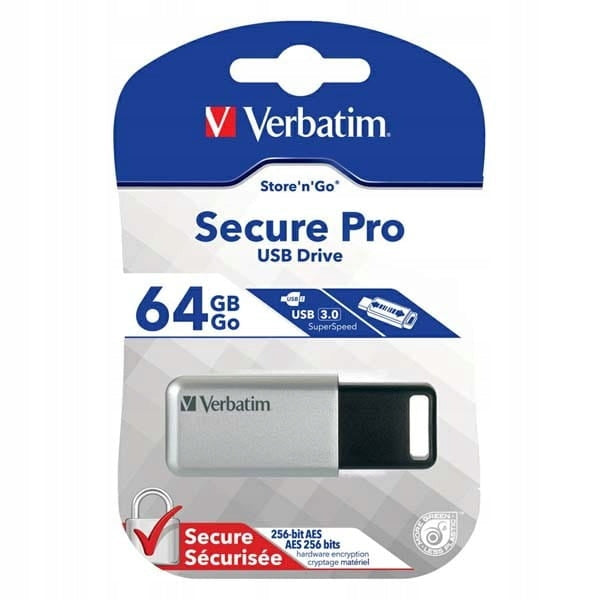 USB flash drive Verbatim Secure Pro flash disk USB 3.0 64GB silver