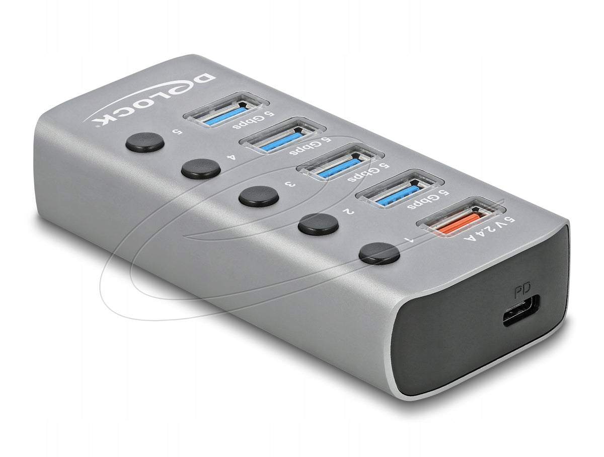 USB hub 5 Gbps 4x USB + 1x charging port + 1x USB-C PD 3.0 Delock 63263 Manufacturer code 63263