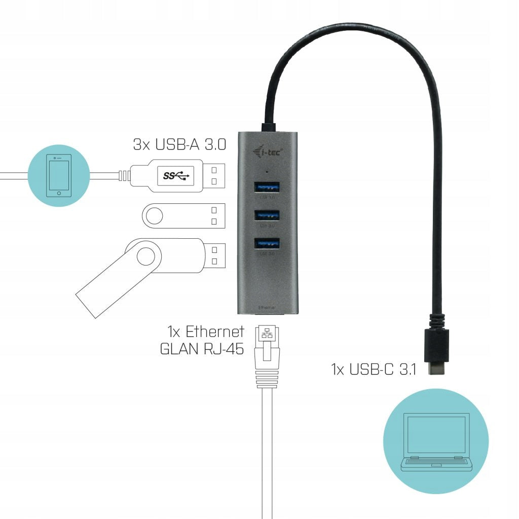 USB hub I-tec C31METALG3HUB Manufacturer code C31METALG3HUB