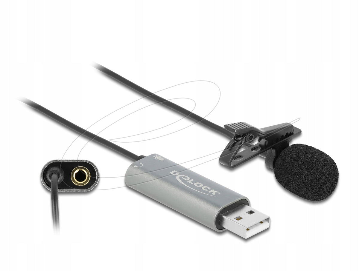 USB omnidirectional microphone Tie Lavalier 24 bit / 192kHz Delock 66638