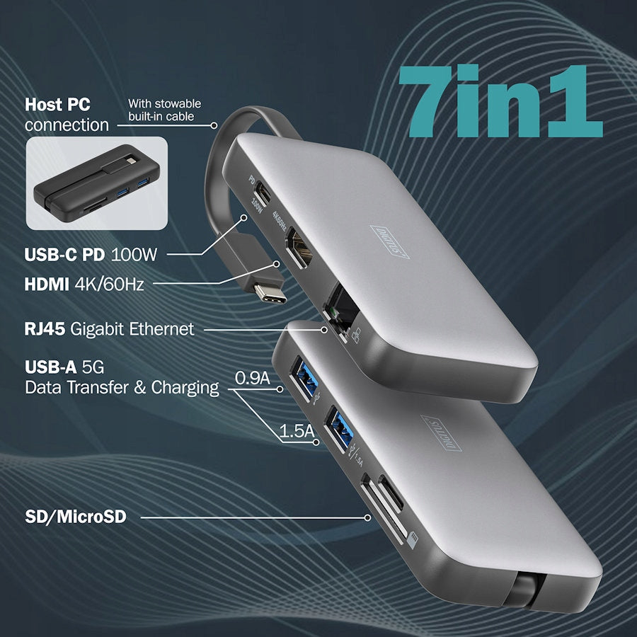USBC Docking Station 7-Port HDMI 4K RJ45 USB 3.2 x2 USBC PD 100W Reader Packaging status original