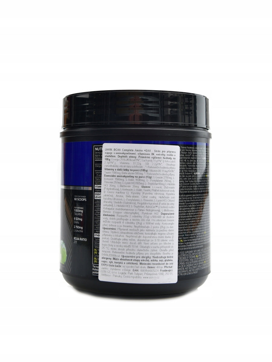 USN BCAA complete amino + EAA 400g zelené jablko Expiration date at least six months from the date of purchase