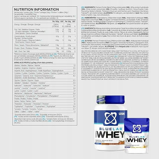 USN Blue Lab Whey flavor Chocolate BCAA Concentrate ISOLATE HYDROLYZATE Protein Expiration date not specified