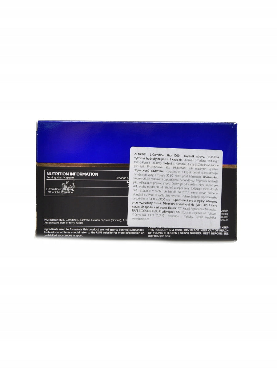USN L-Carnitine 1500 mega caps 120 kapslí Expiration date at least six months from the date of purchase