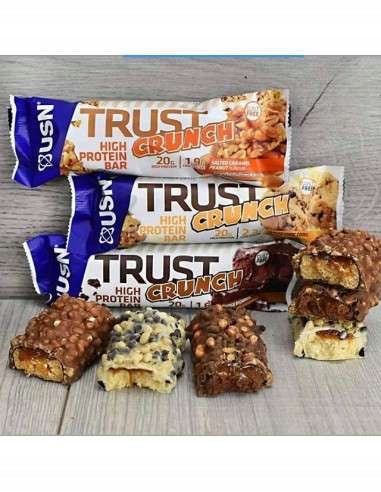 USN Trust Crunch Bar 60 Protein Bar WPC 20g Protein Low Sugar Fat Packaging status original