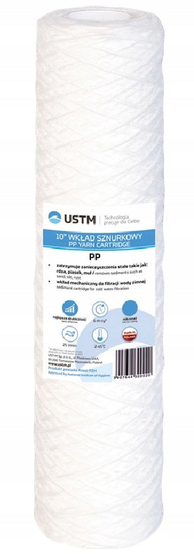 USTM FILTER CARTRIDGE 5 MICRONS FILTER FOR WATER STRING 10" Manufacturer code WKŁAD SZNURKOWY FILTR 5 MIKRON PP5M