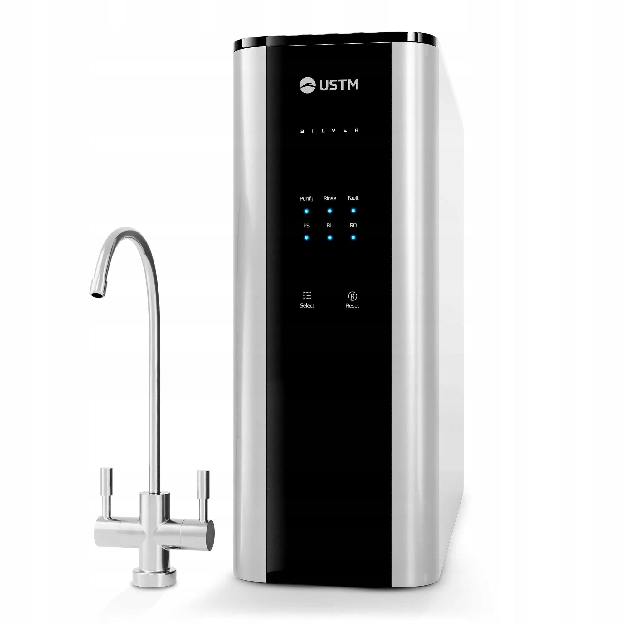 USTM RO SILVER REVERSE OSMOSIS SYSTEM WATER FILTER 600 GPD SPOUT CHROME