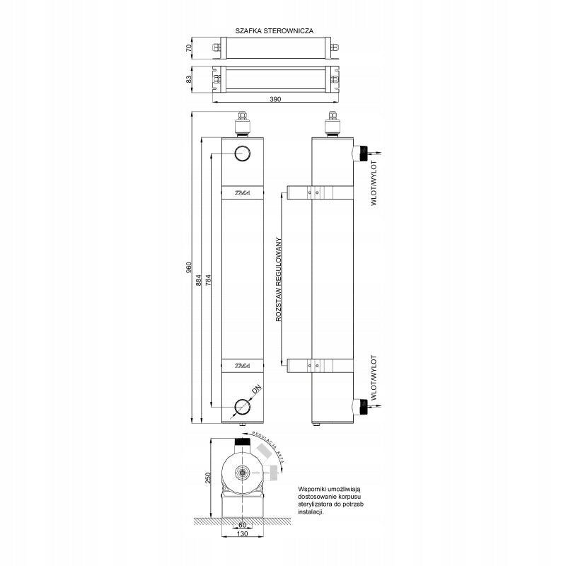 UV STERILIZER TMA D10 (3,90 M3/H) BACTERICIDAL LAMP WATER DISINFECTION Manufacturer code D10 304