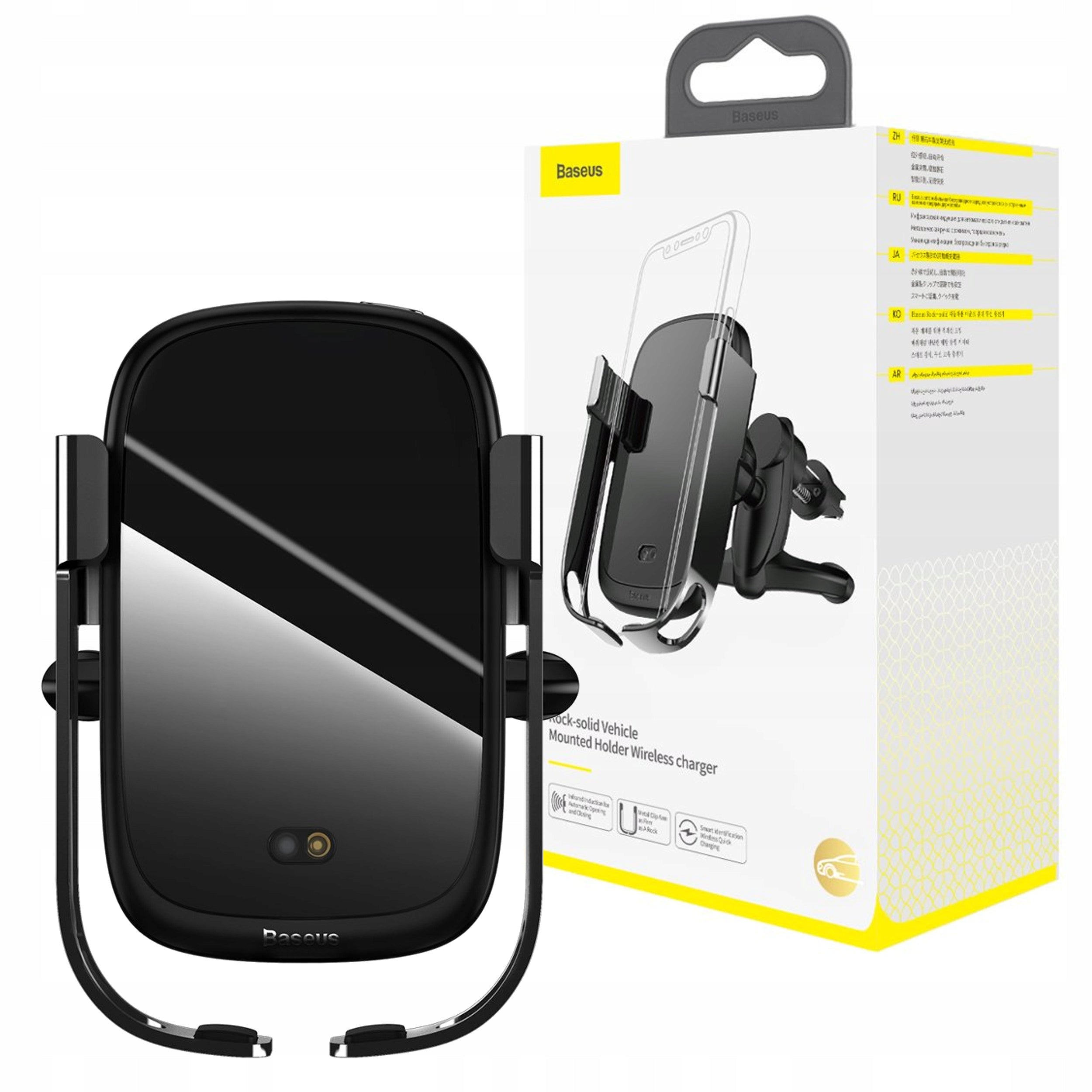 Autotelefonhalter Baseus Rock Smart Vehicle Bracket Wireless Charger 10W, schwarz (Wxhw01-01) 