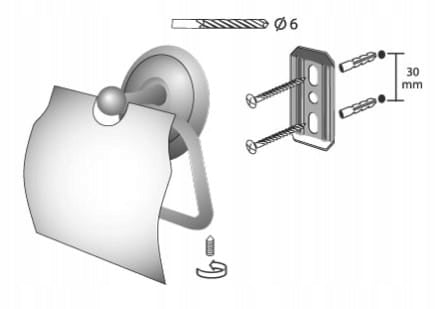 Der Toilettenpapierhalter ist mit Bisk Decor überzogen 