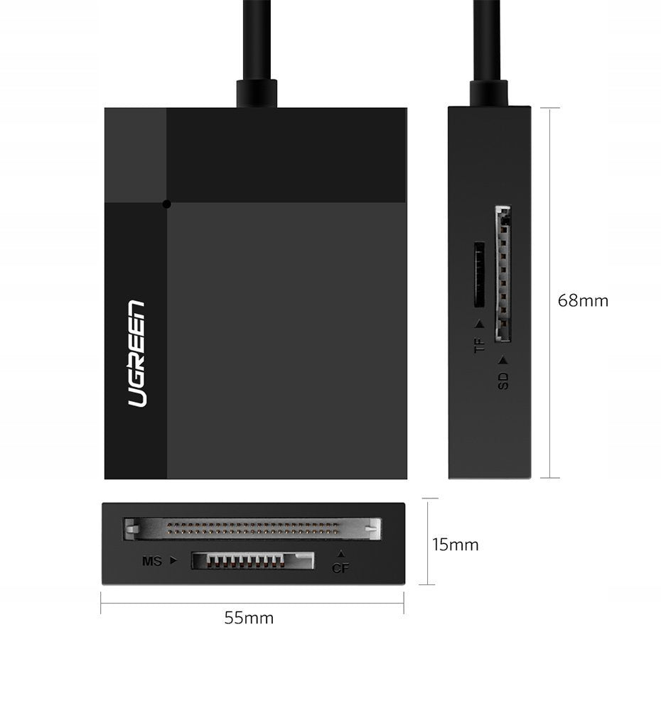 Ugreen USB 3.0 5 Gbps SD microSD CF MS card reader with 0,5 m cable Manufacturer Ugreen