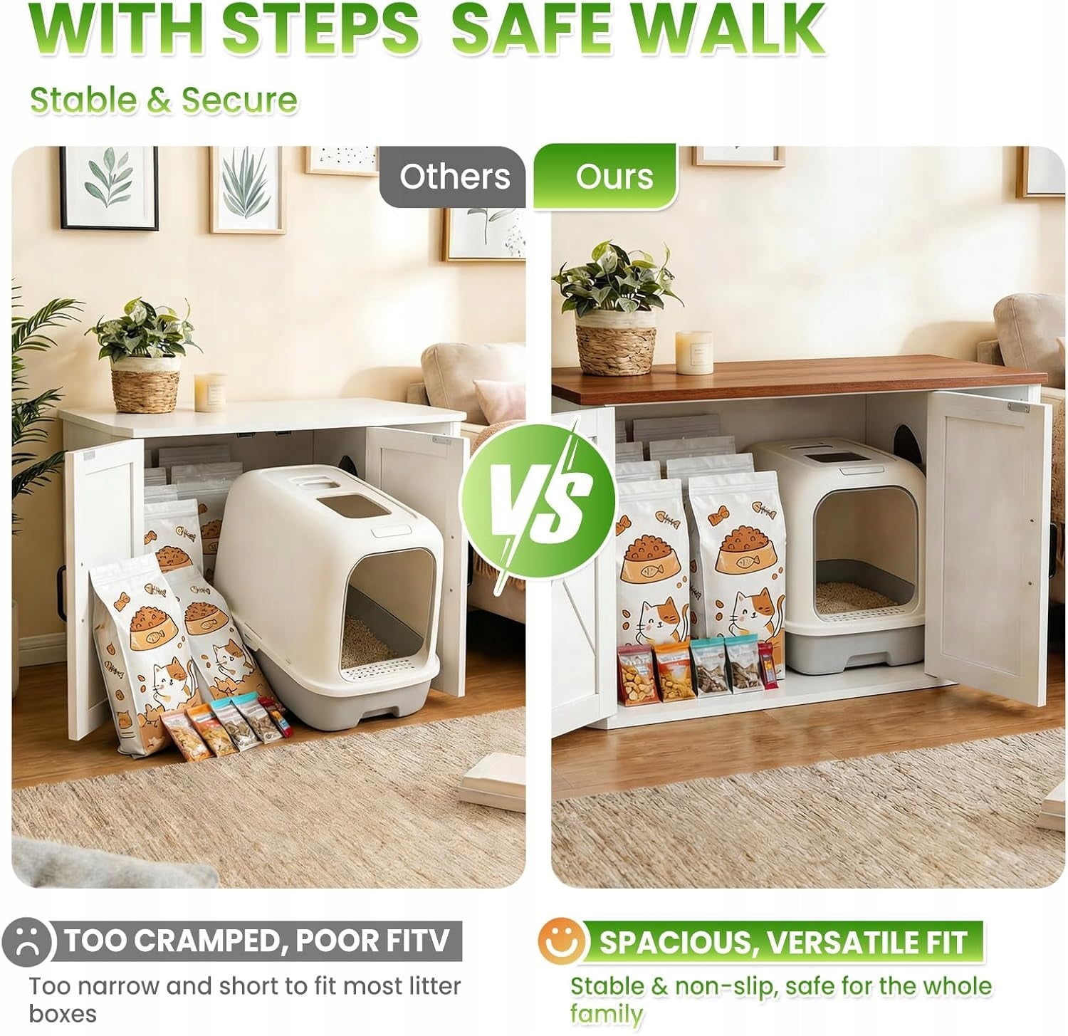 Ukryta obudowa kuwety dla kota,szafka do toalety dla kota wejściem bocznym Product width 49 cm