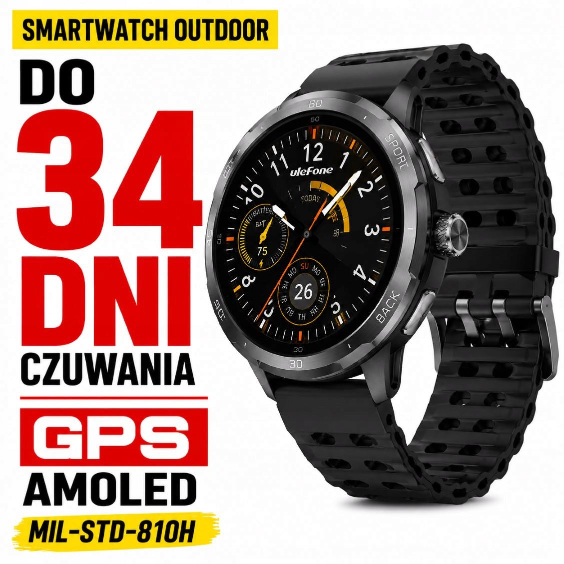 Ulefone Armor Watch Pro GPS AMOLED Outdoor MIL-STD-810H IP68 smartwatch