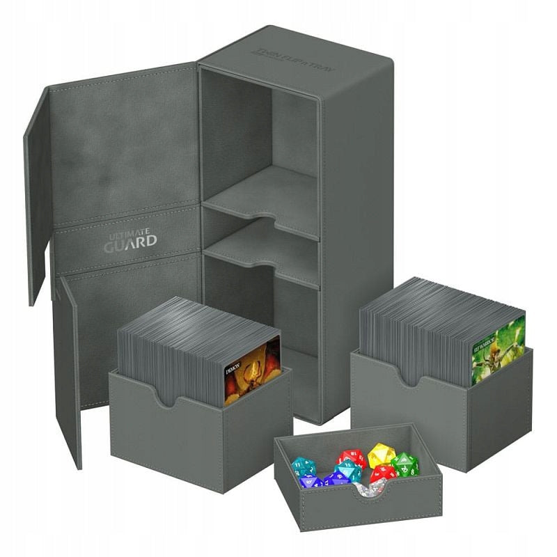 Žaidimų kortelių laikymo dėžė Ultimate Guard Twin Flip`n`Tray 266+, pilka