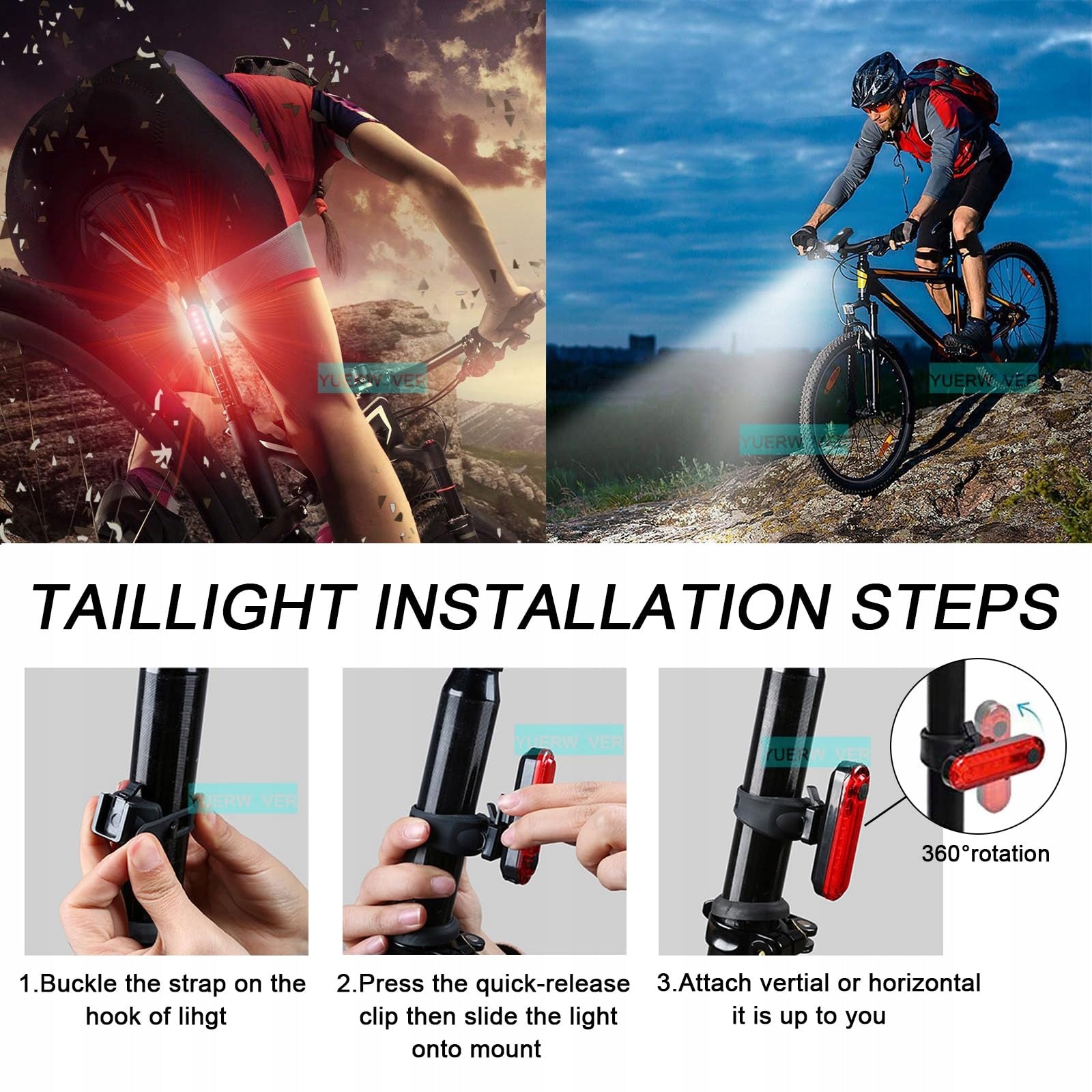 Ultra bright rechargeable bicycle lights, front and rear headlights Brand no brand