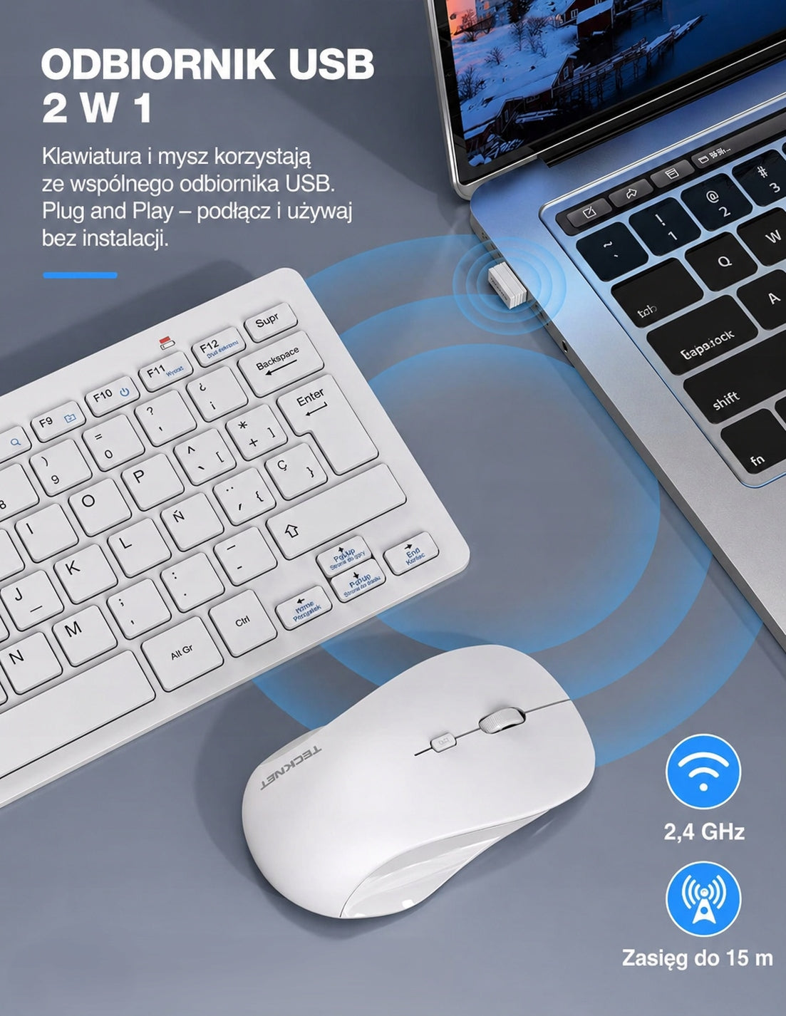 Ultra-thin wireless mini keyboard and mouse TECKNET 2.4G Manufacturer code TK-KM006