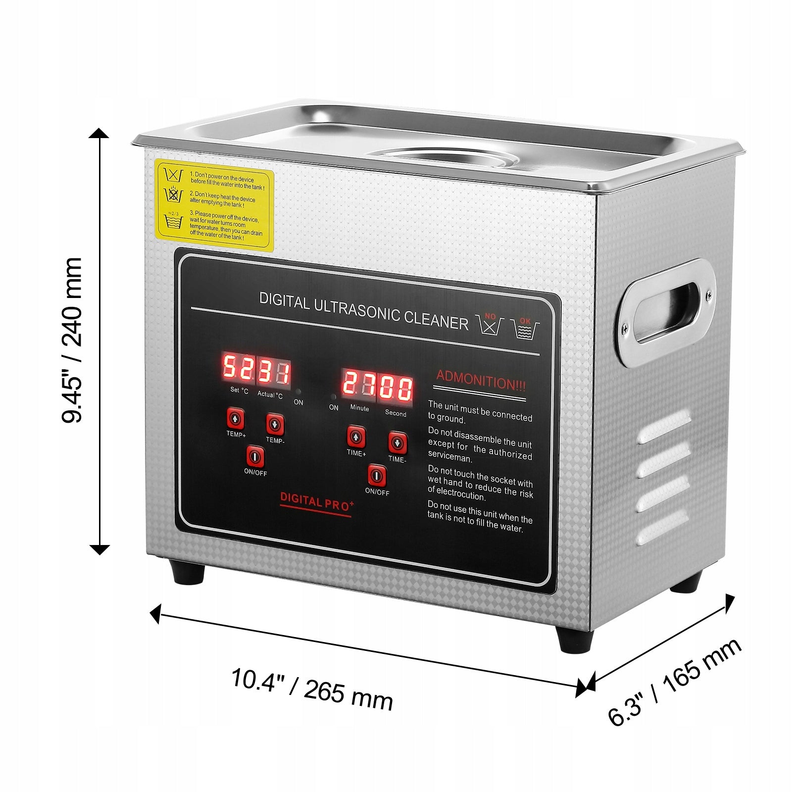 Ultrasonic Cleaner 3L 173W Stainless Steel With Cleaning Basket Brand SucceBuy