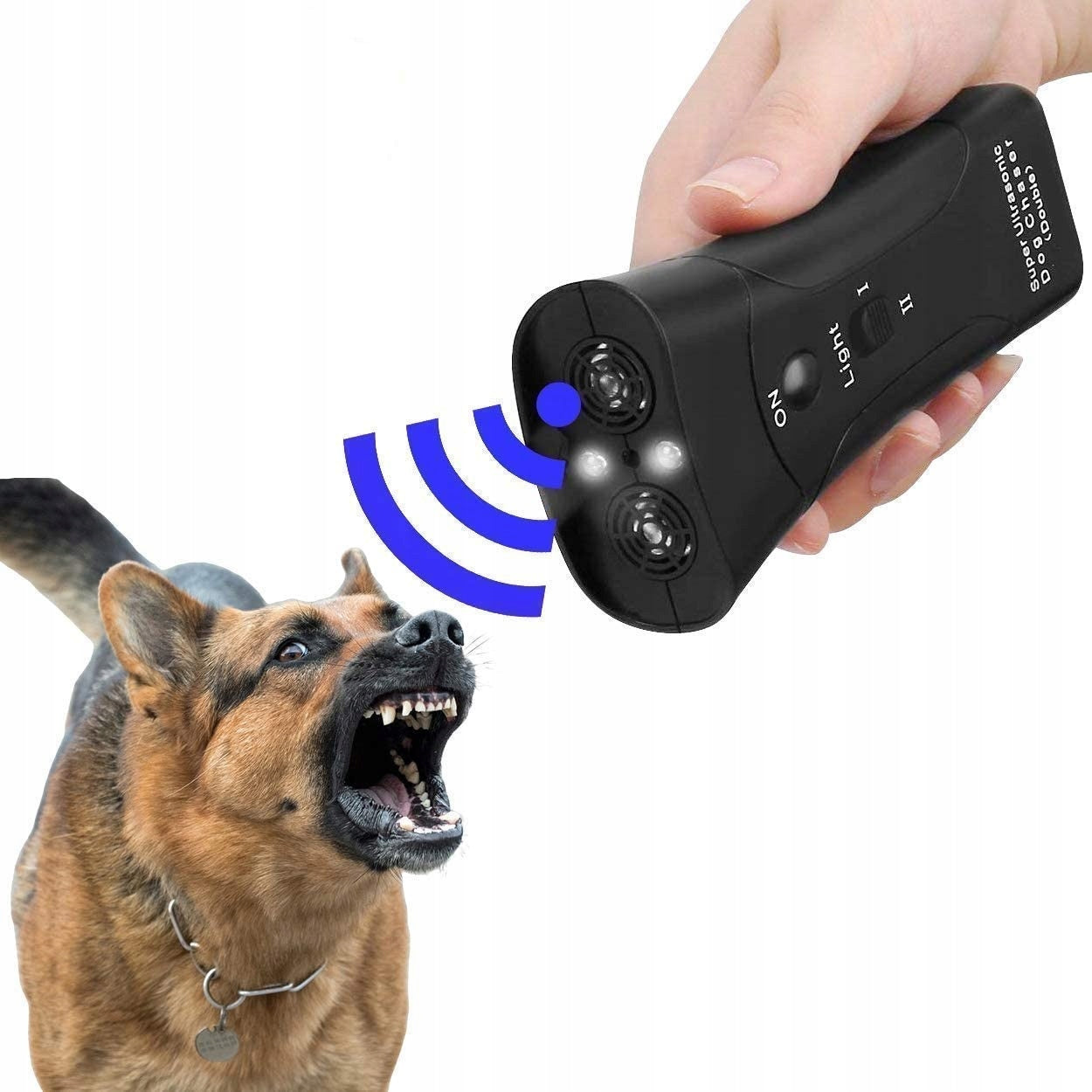 Ultrasonic Dog Repellent Electric Trainer with LED Flashlight Use Against cats martens dogs birds