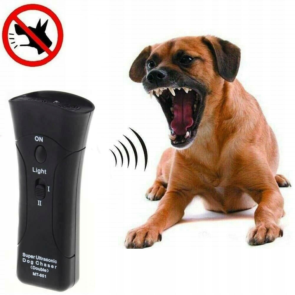 Ultrasonic Dog Repellent Electric Trainer with LED Flashlight