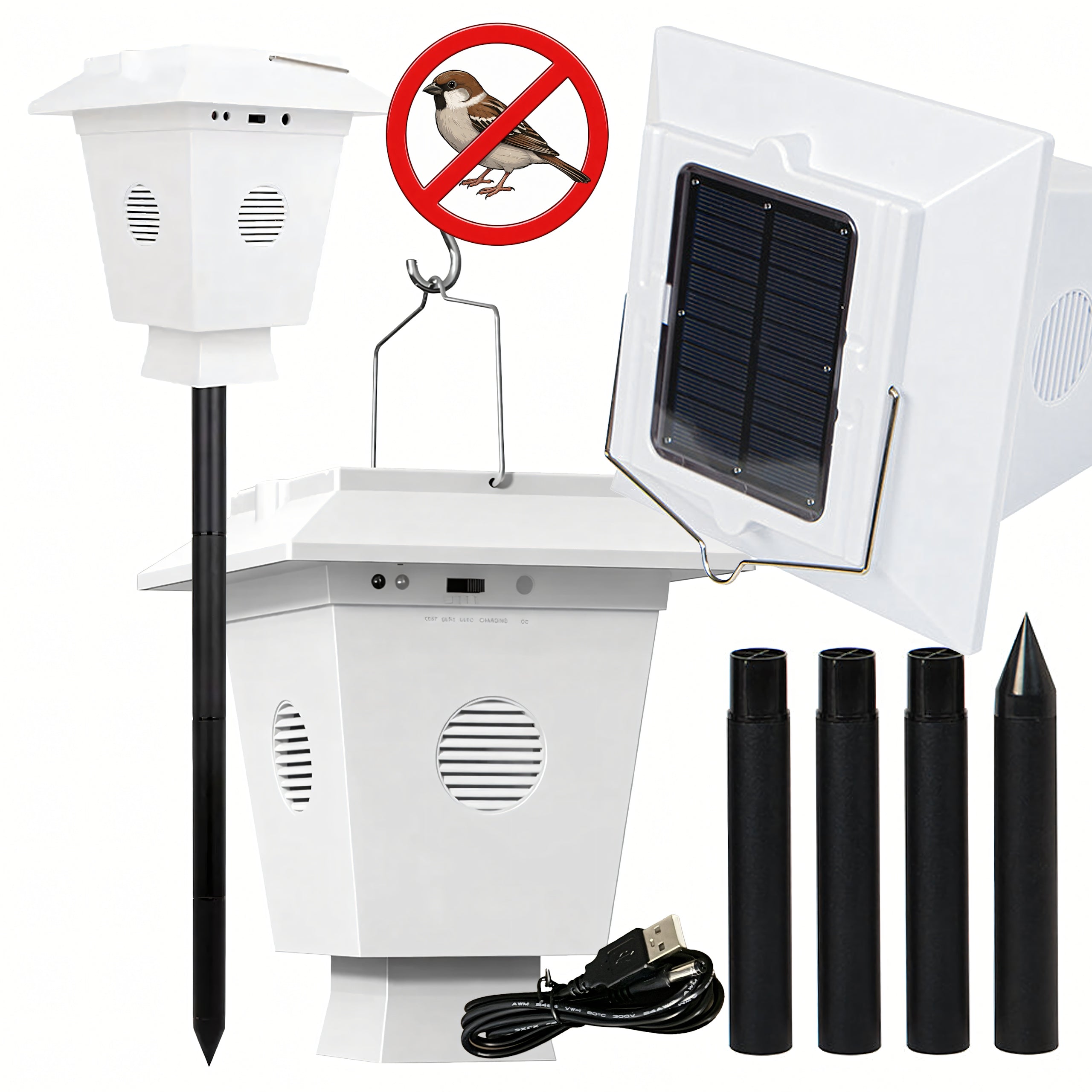 Ultrasonic Solar Deterrent Animal Bird Pigeon Waterproof 1600m