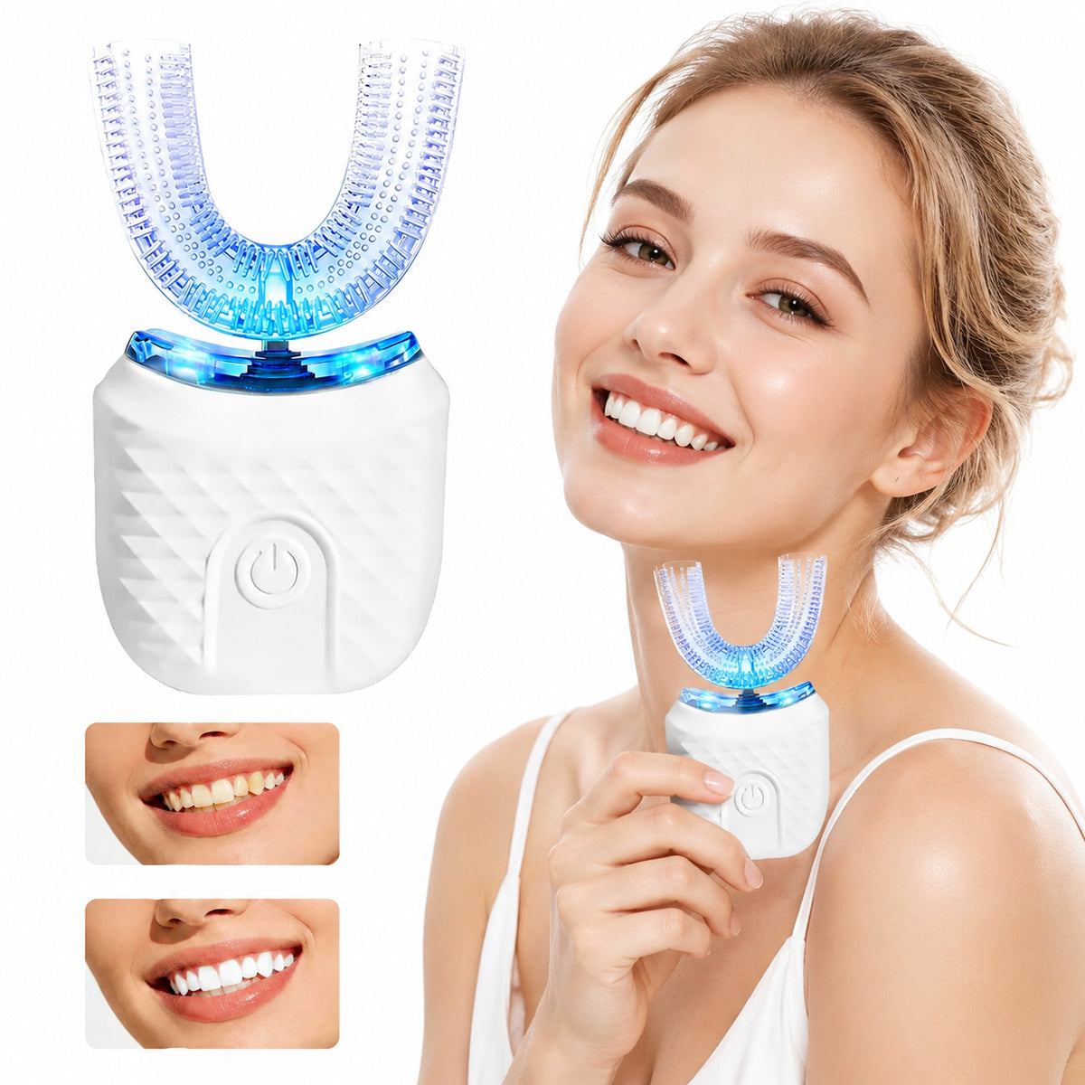 Ultrasonic U-Shaped Electric Toothbrush, White