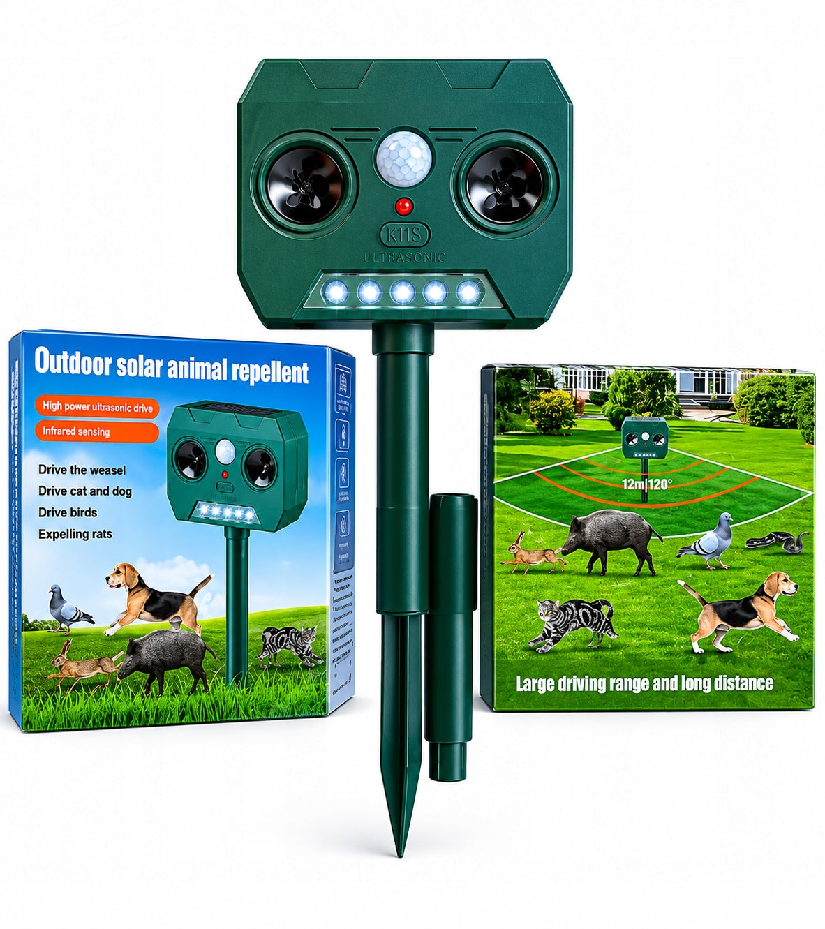 Ultrasonic deer repellent, wildlife repellent