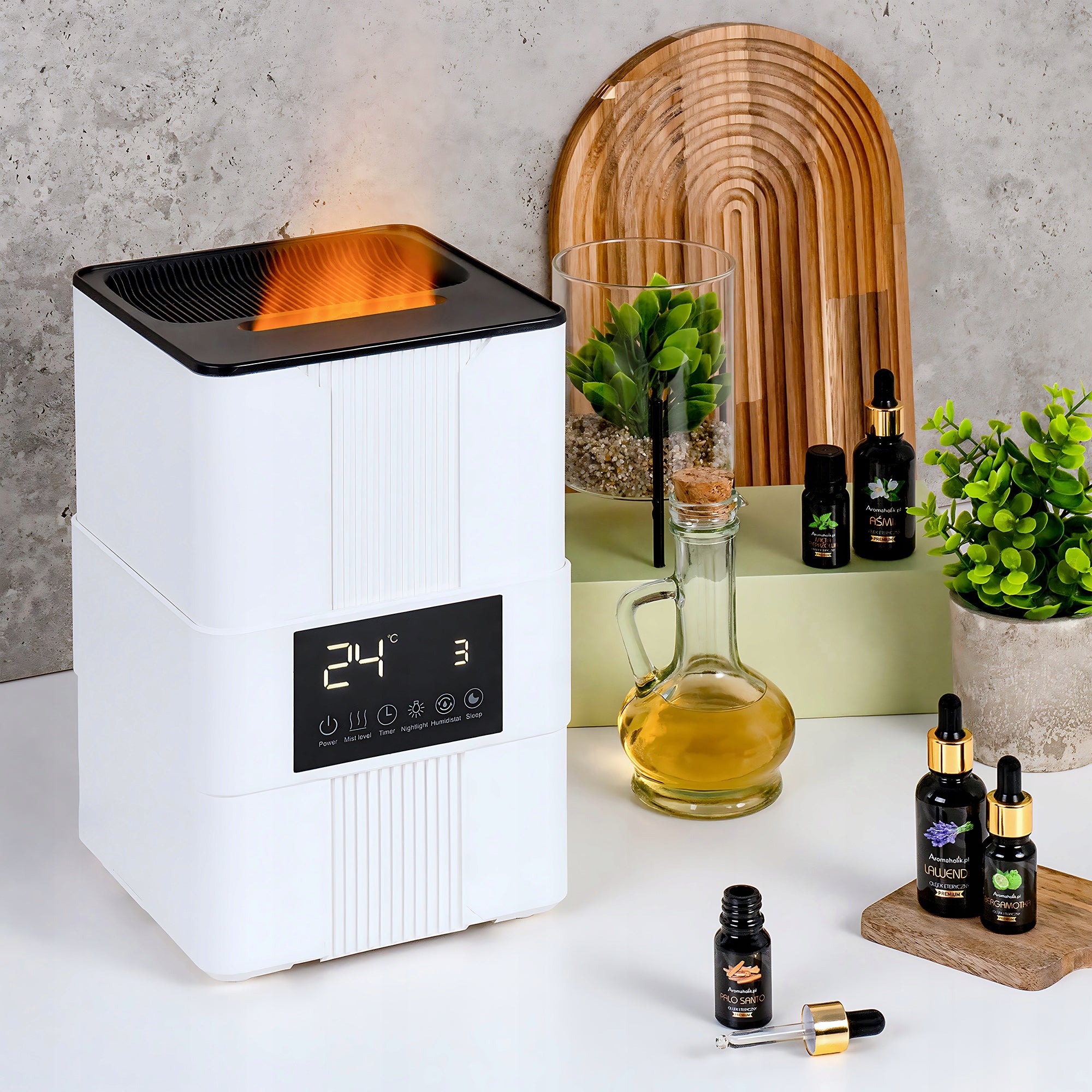 Ultrasonic diffuser HYGROSTAT | TIMER | THERMOMETER | FIRE EFFECT Brand Aromaholik