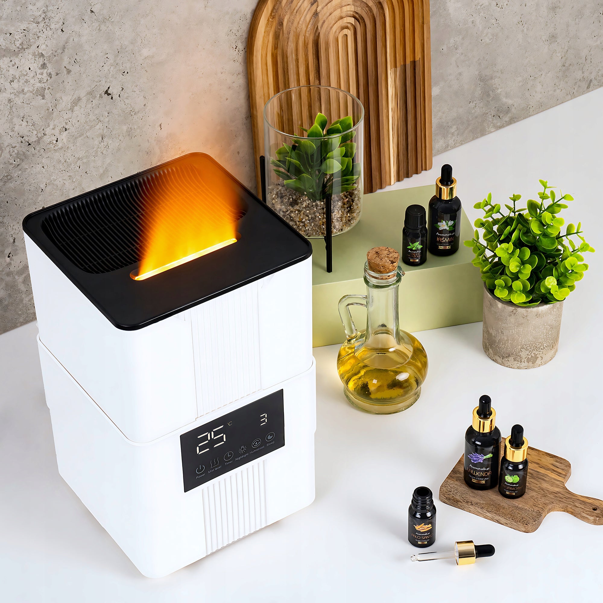 Ultrasonic diffuser HYGROSTAT | TIMER | THERMOMETER | FIRE EFFECT Medical device class I
