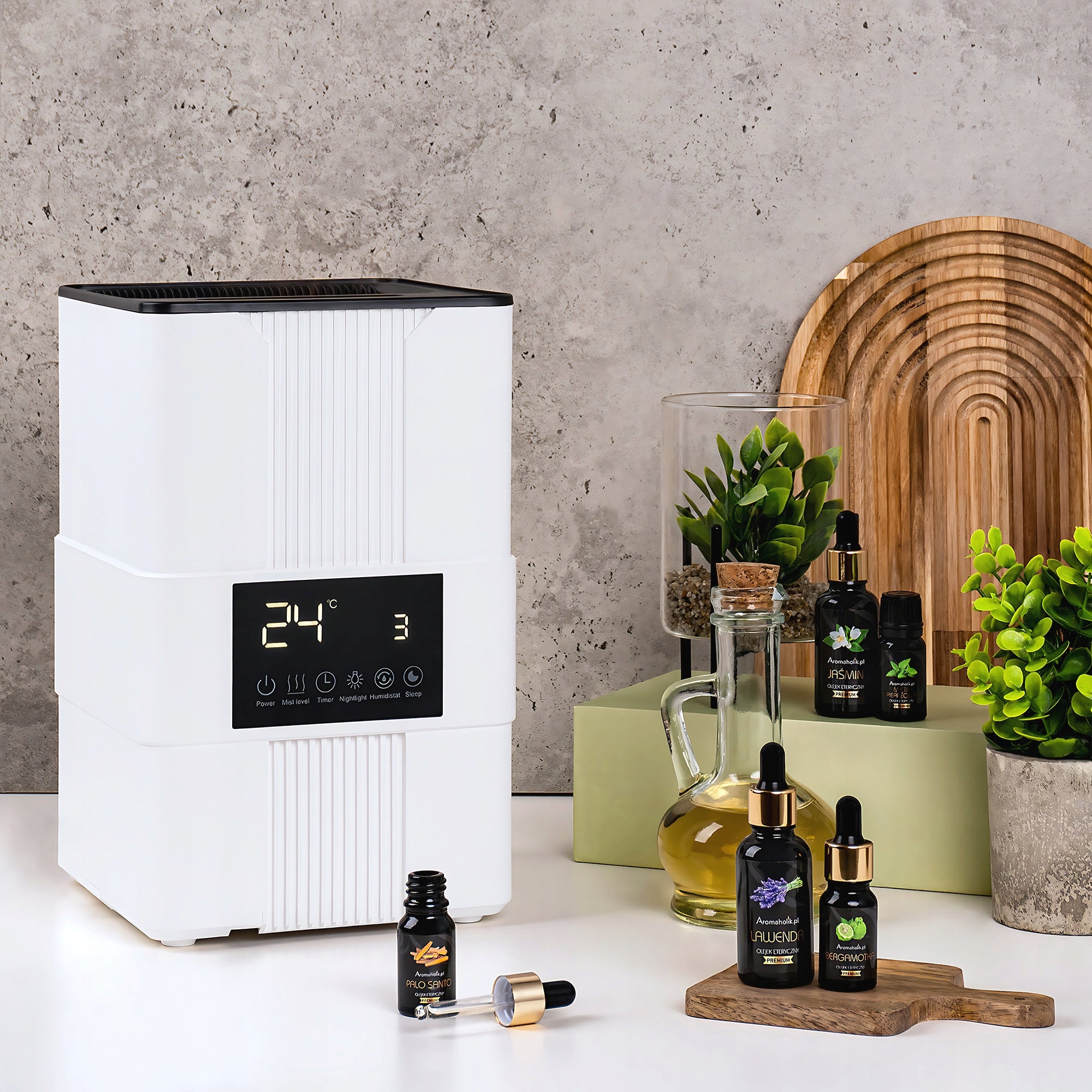 Ultrasonic diffuser HYGROSTAT | TIMER | THERMOMETER | FIRE EFFECT Packaging status original