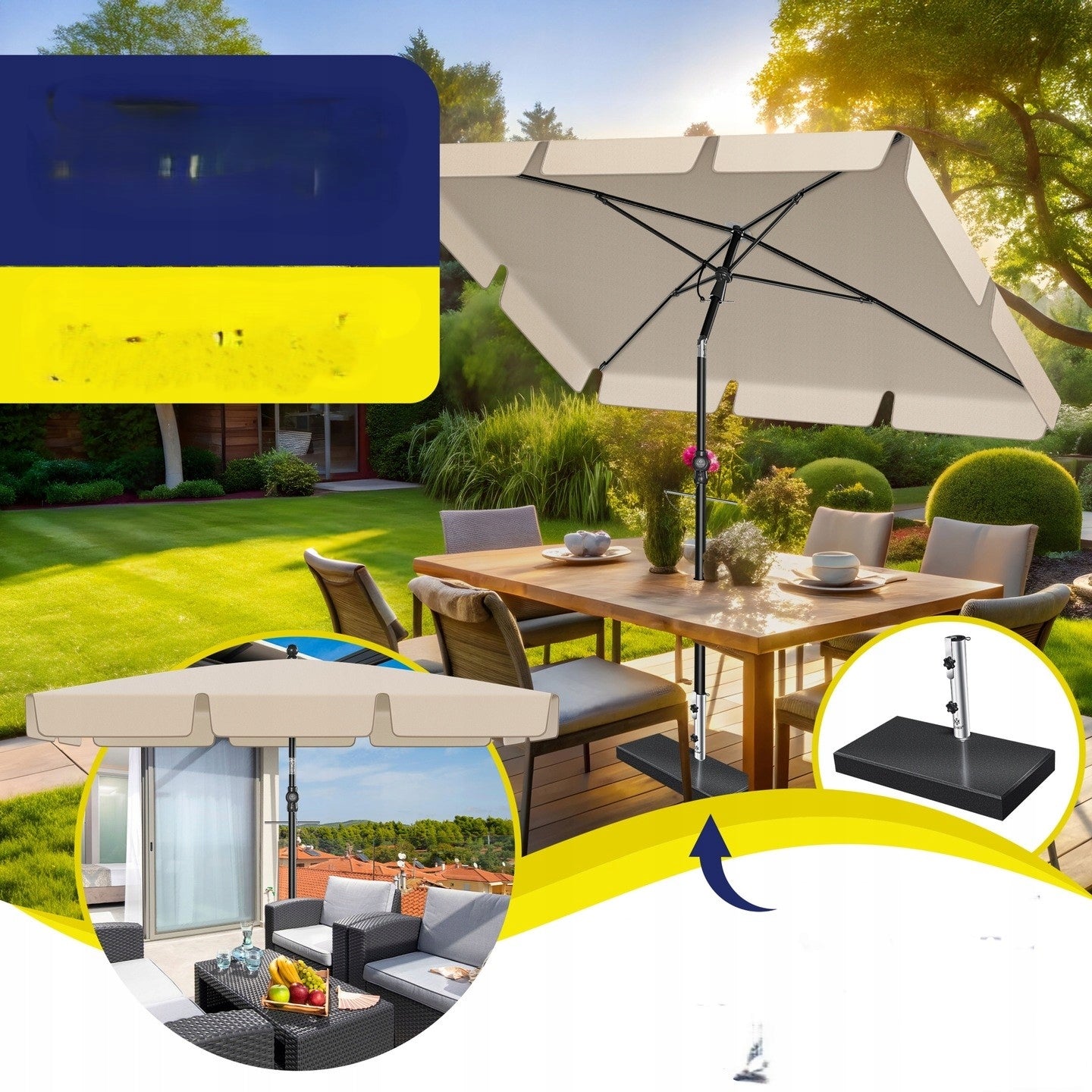Umbrella BEIGE GARDEN CAMPING TERRACE 250 x 245 cm EAN (GTIN) 4260729115065