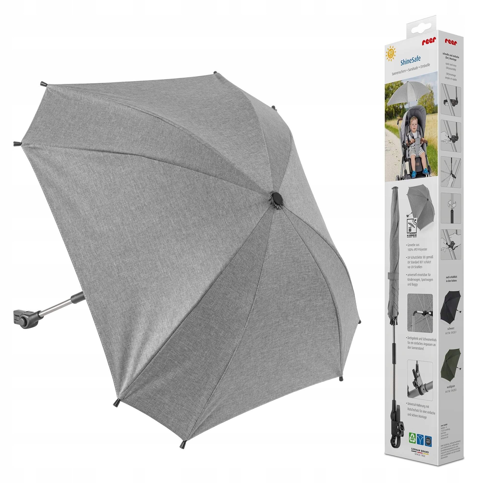 Umbrella for stroller Reer ShineSafe UPF 80+ grey