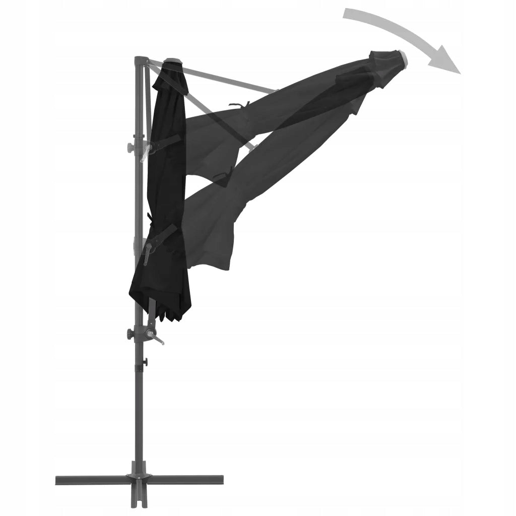 Umbrella hanging on steel post, 300 cm, black Manufacturer code 46998
