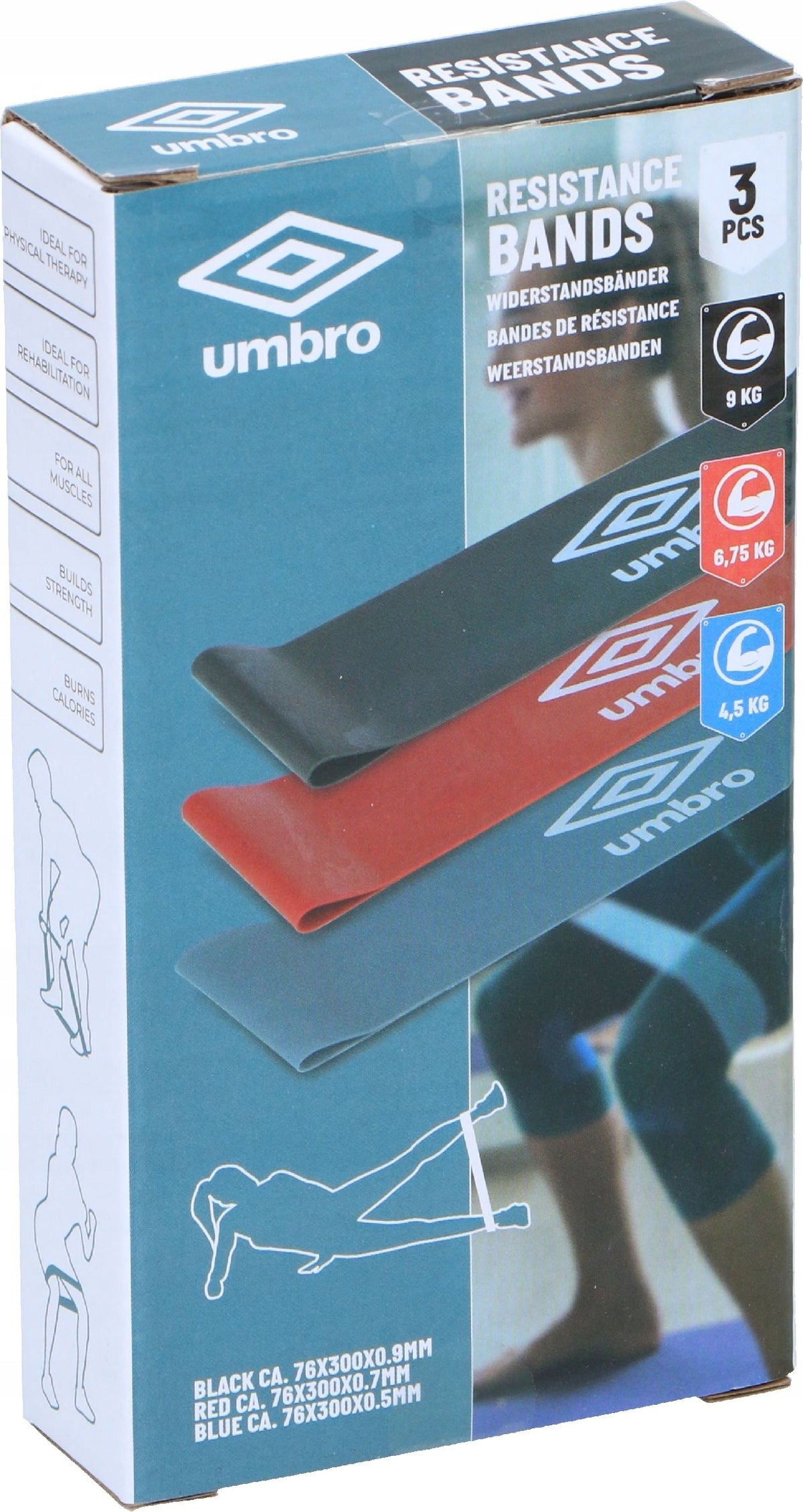 Umbro Set of 3 resistance bands for exercise Color blue