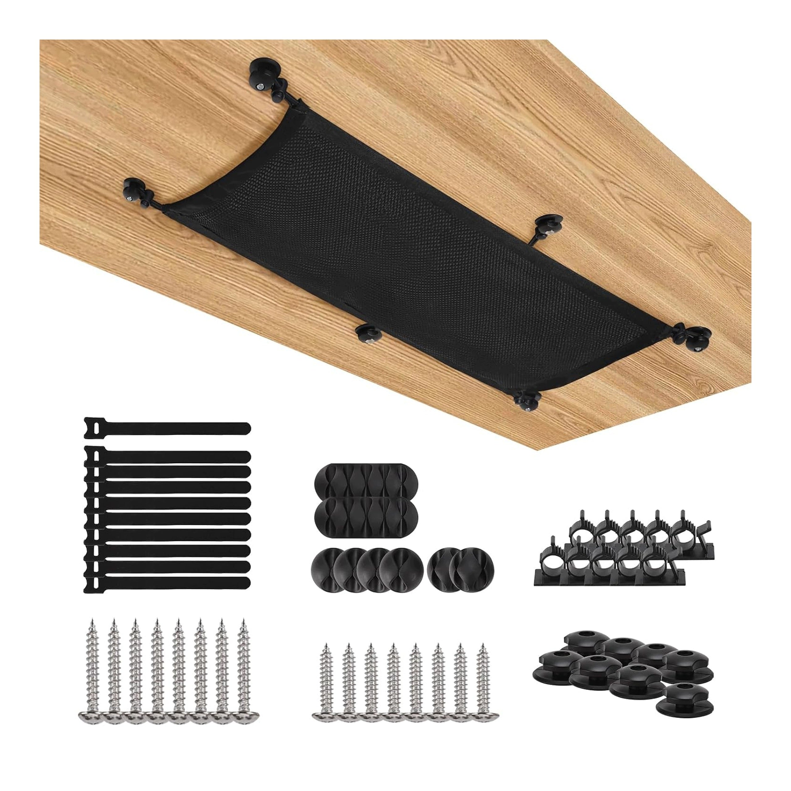 Under Desk Cable Management Kit Flexible Cable Mesh Large
