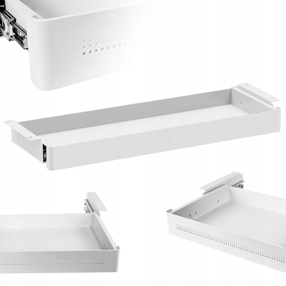 Undercounter desk drawer XL 78x26cm 8kg Spacetronik metal white