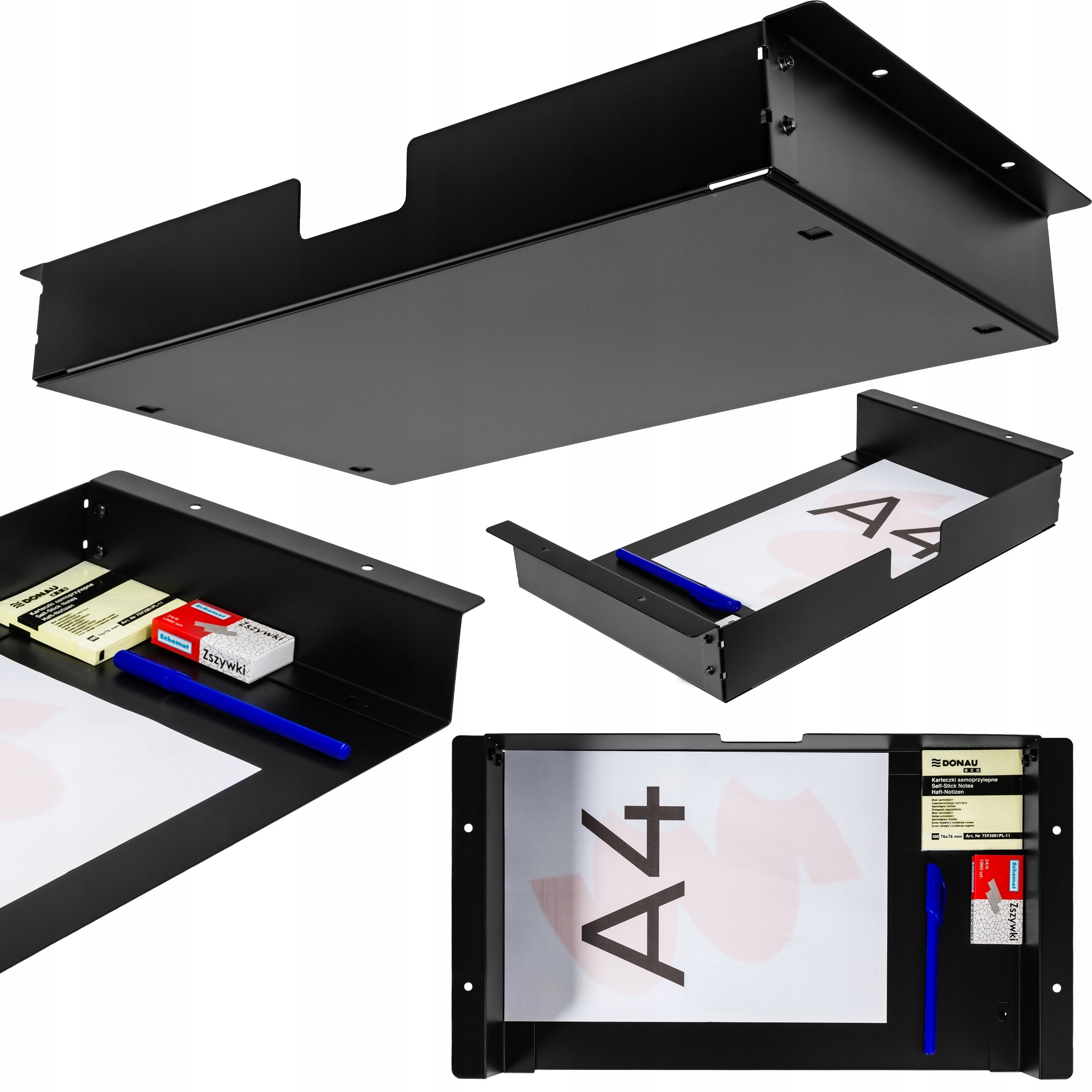 Undercounter desk shelf LIFTING CAPACITY 5kg Spacetronik metal black