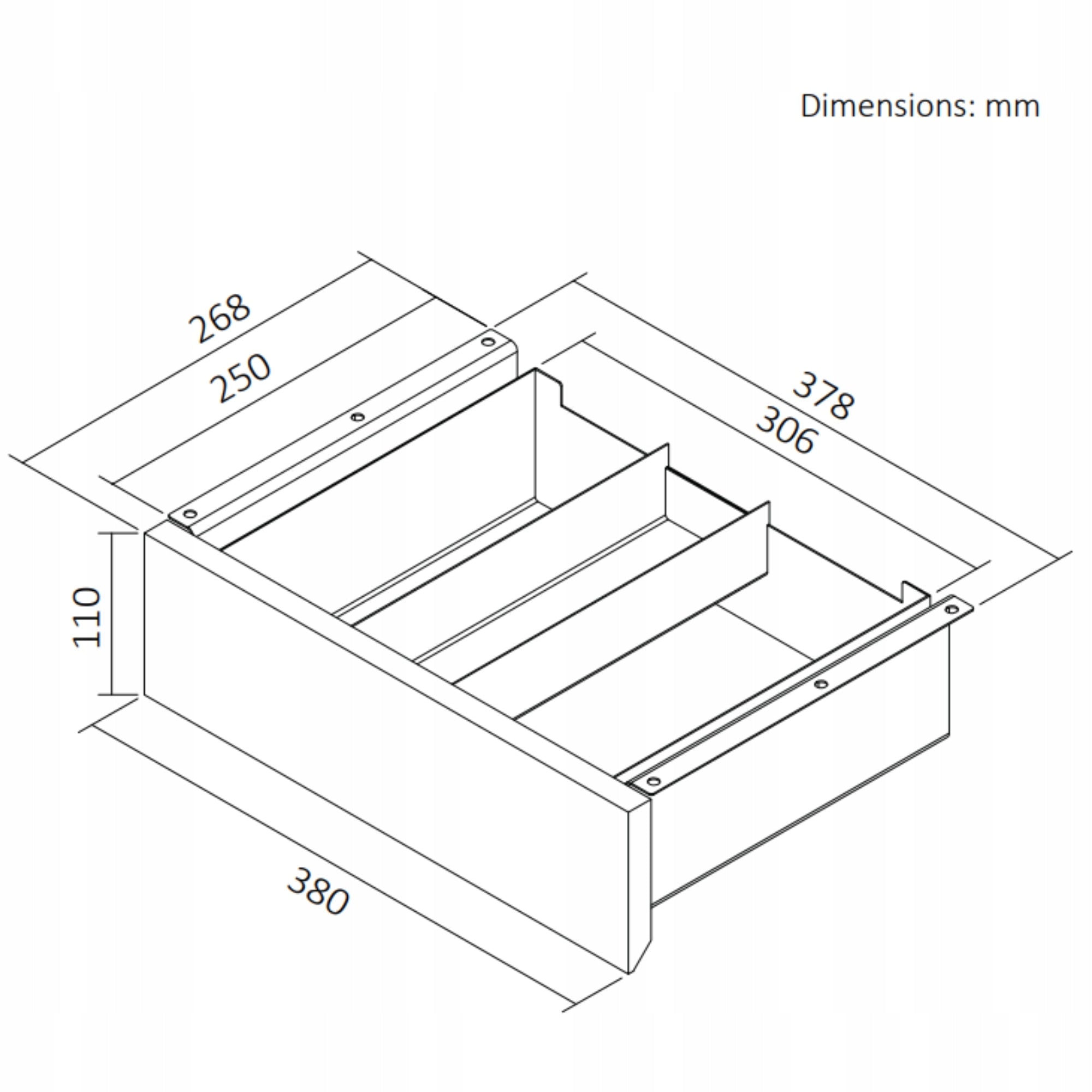 Undercounter drawer Spacetronik 37x26 cm steel black matt Manufacturer code SPB170B