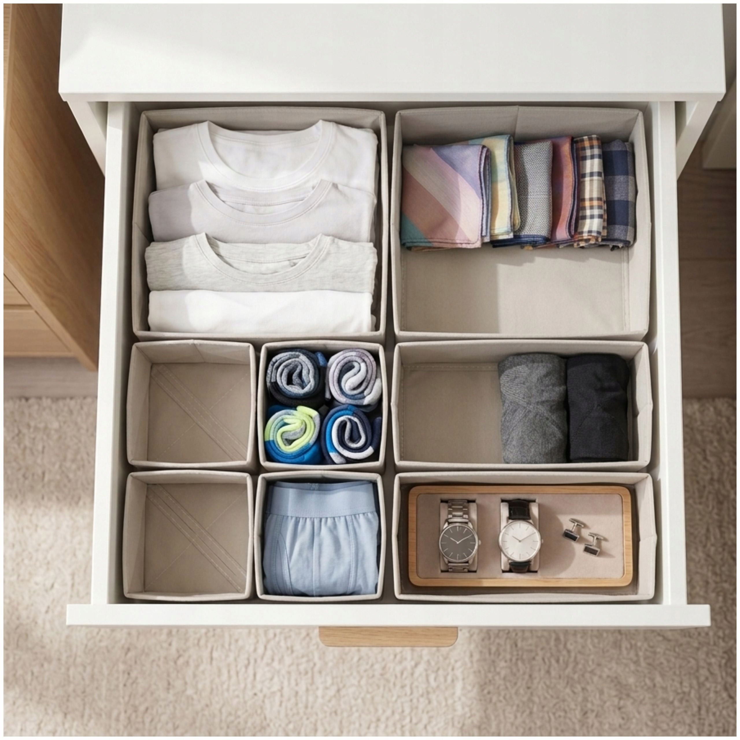 Underwear Drawer Organizer Closet Drawer Inserts OGIVO Light Grey Manufacturer code Wkłady do szuflad jasny szary