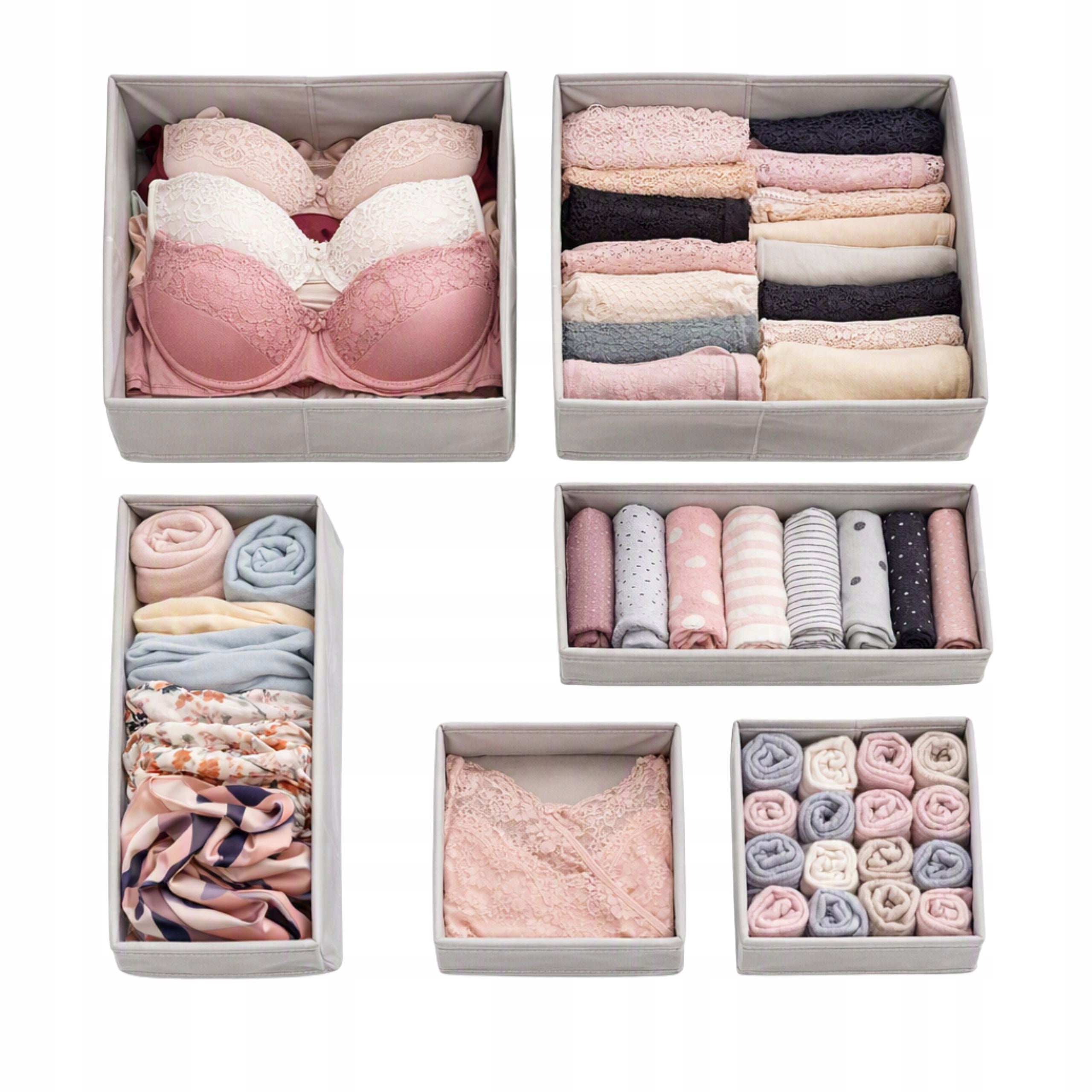 Underwear Drawer Organizer Closet Drawer Inserts OGIVO Light Grey