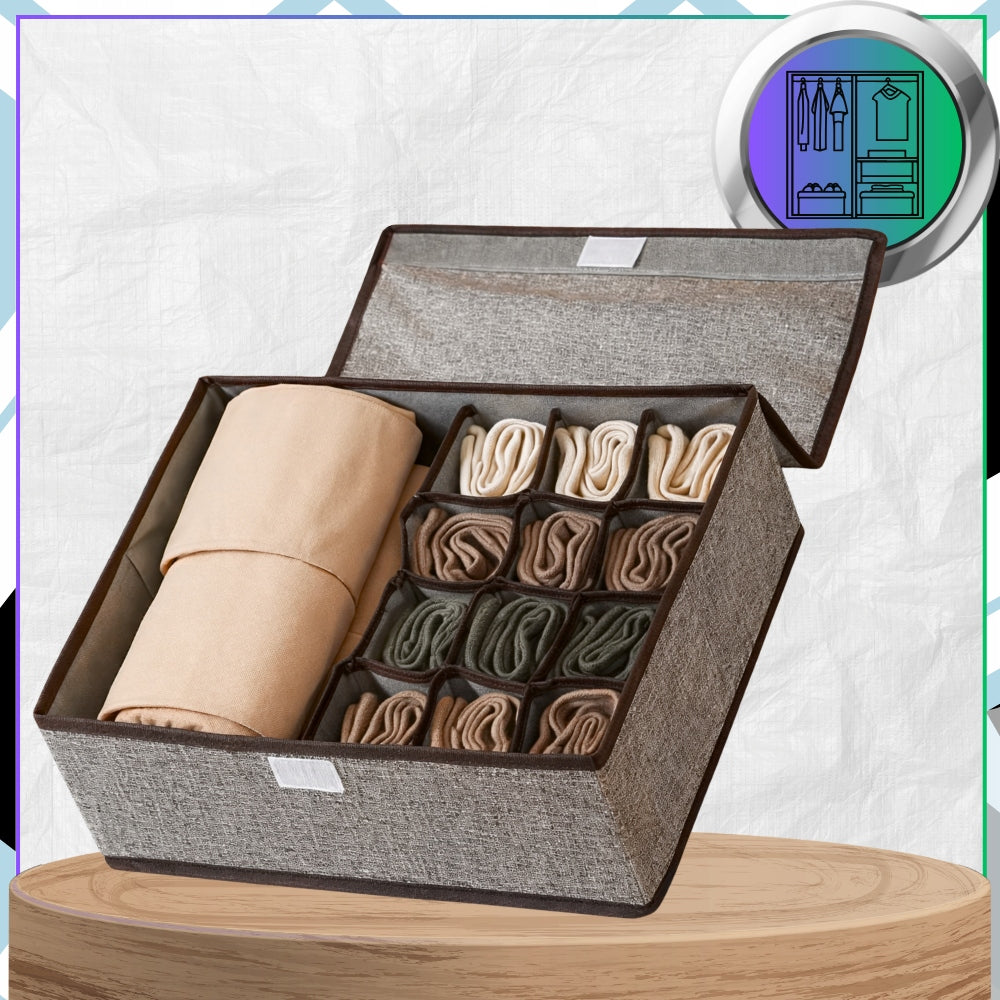 Underwear Organizer Clothes Folding Box 13 Compartments Grey For Wardrobe Kind wardrobe organizer