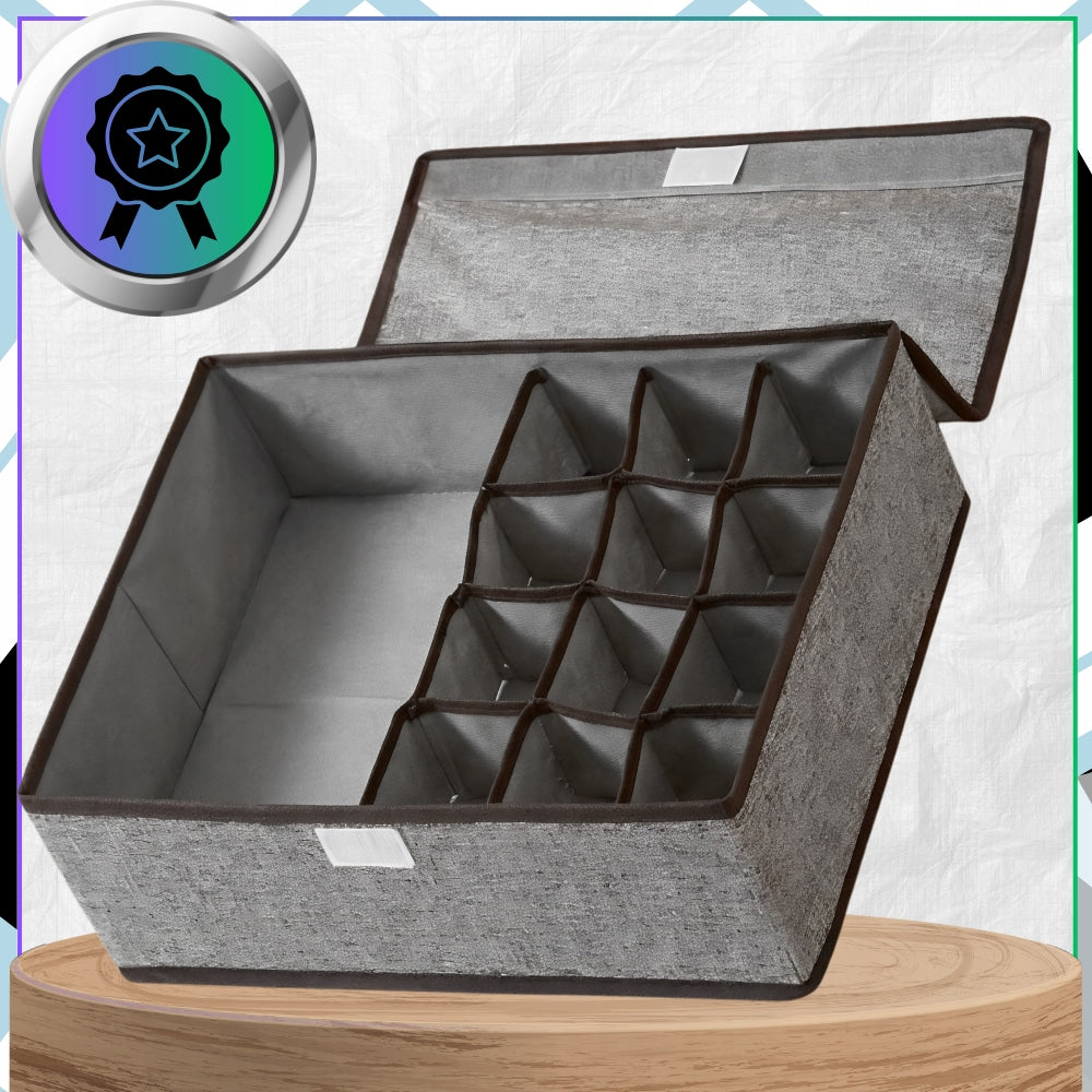 Underwear Organizer Clothes Folding Box 13 Compartments Grey For Wardrobe Length 32 cm
